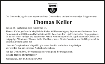 Traueranzeige von Thomas Keller 