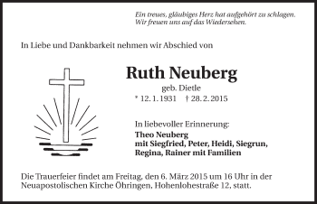 Traueranzeige von Ruth Neuberg 