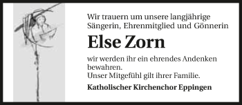 Traueranzeige von Else Zorn 