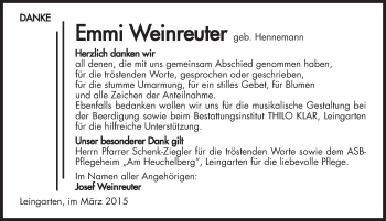 Traueranzeige von Emmi Weinreuter 