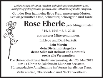 Traueranzeige von Rose Eberle 