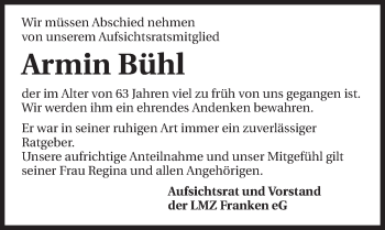 Traueranzeige von Armin Brühl 