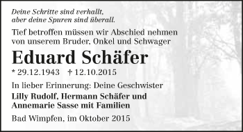 Traueranzeige von Eduard Schäfer 