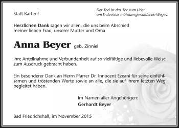 Traueranzeige von Anna Beyer 