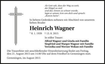 Traueranzeige von Heinrich Wagner 