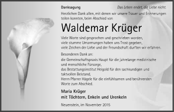 Traueranzeige von Waldemar Krüger 