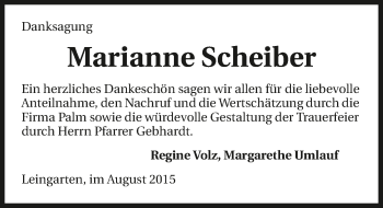 Traueranzeige von Marianne Scheiber 