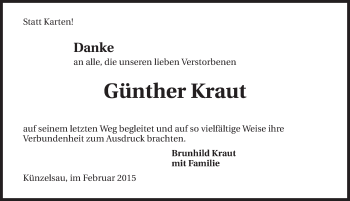 Traueranzeige von Günther Kraut 