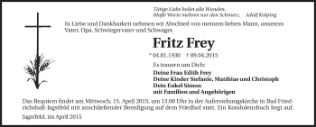 Traueranzeige von Fritz Frey 