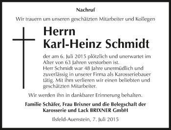 Traueranzeige von Karl-Heinz Schmidt 