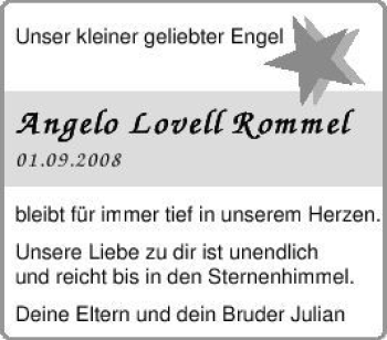 Traueranzeige von Angelo Lovell Rommel 
