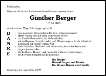 Traueranzeige von Günther Berger 
