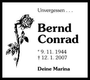 Traueranzeige von Bernd Conrad 