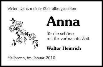 Traueranzeige von Anna Anna 