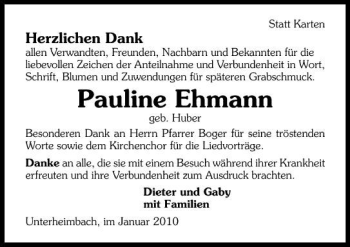 Traueranzeige von Pauline Ehmann 