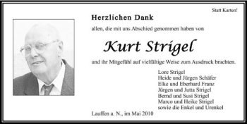 Traueranzeige von Strigel Strigel 