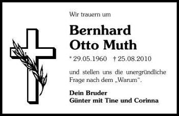 Traueranzeige von Bernhard Otto Muth 