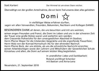 Traueranzeige von Domi Domi 