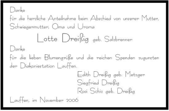 Traueranzeige von Lotte Dreißig 