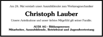 Traueranzeige von Lauber Lauber 