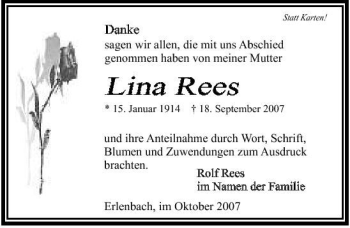 Traueranzeige von Lina Rees 