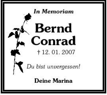 Traueranzeige von Bernd Conrad 