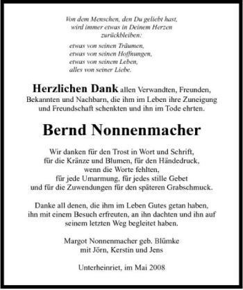 Traueranzeige von Bernd Nonnenmacher 