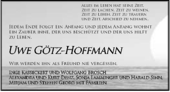 Traueranzeige von Götz-Hoffmann Götz-Hoffmann 