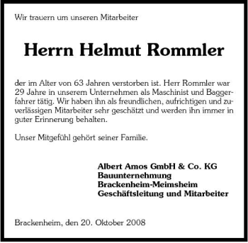 Traueranzeige von Helmut Rommler 