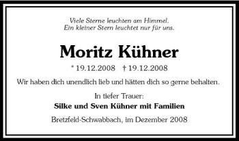 Traueranzeige von Moritz Kühner 