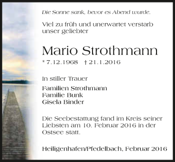 Traueranzeige von Mario Strothmann 