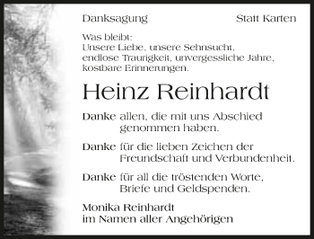 Traueranzeige von Heinz Reinhardt 