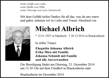 Traueranzeige von Michael Albrich 