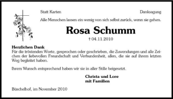 Traueranzeige von Rosa Schumm 