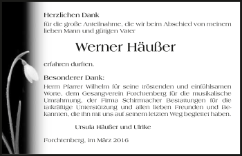 Traueranzeige von Werner Häußer 