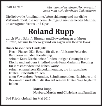 Traueranzeige von Roland Rupp 