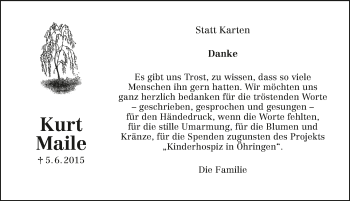 Traueranzeige von Kurt Maile 