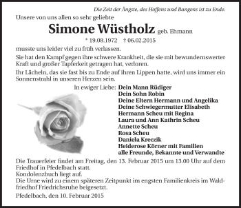 Traueranzeige von Simone Wüstholz 