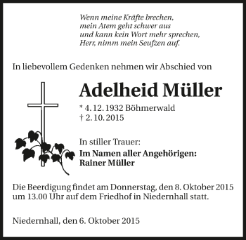 Traueranzeige von Adelheid Müller 