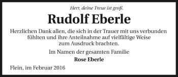 Traueranzeige von Rudolf Eberle 