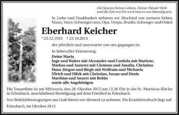 Traueranzeige von Eberhard Keicher 