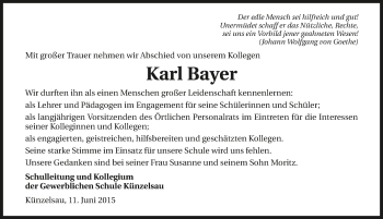 Traueranzeige von Karl Bayer 