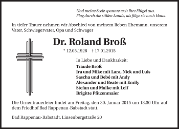 Traueranzeige von Roland Broß 