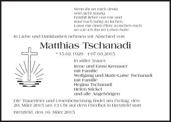 Traueranzeige von Matthias Tschanadi 