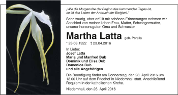 Traueranzeige von Martha Latta 