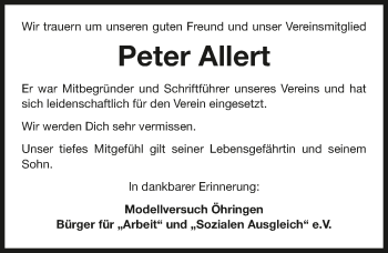 Traueranzeige von Peter Allert 