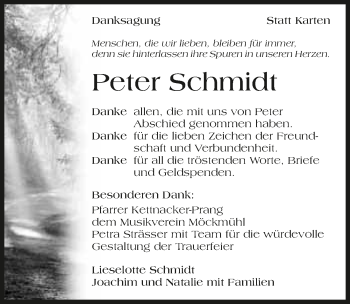 Traueranzeige von Peter Schmidt 