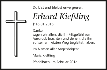 Traueranzeige von Erhard Kießling 