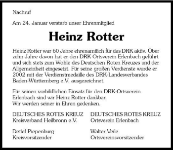 Traueranzeige von Heinz Rotter 