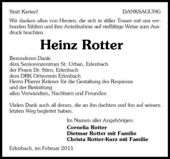 Traueranzeige von Heinz Rotter 